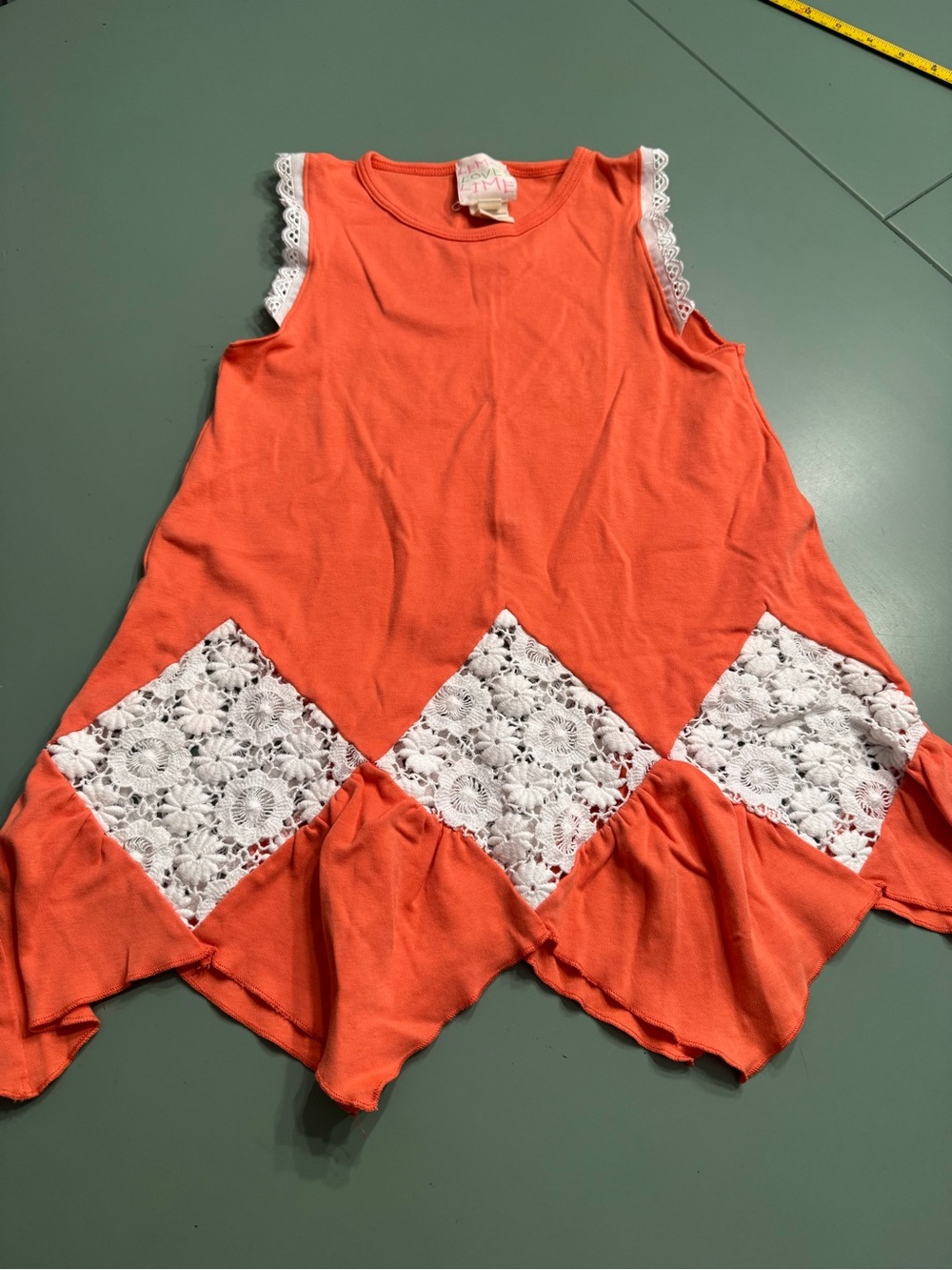 Girls Coral Lace Accent Swing Dress